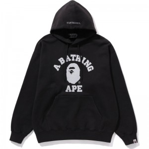 Men Bape College Overdye Pullover Hoodie Hoodie Black USA | HQ9065705