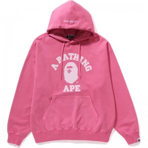 Men Bape College Overdye Pullover Hoodie Hoodie Pink USA | EG2440640