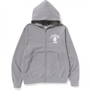 Men Bape College Relaxed Fit Full Zip Hoodie Hoodie Grey USA | KF8809789