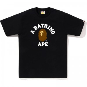 Men Bape College Tee T Shirts Black USA | HG6977997