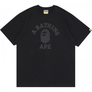 Men Bape College Tee T Shirts Black USA | YY0721571