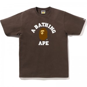 Men Bape College Tee T Shirts Brown USA | SN1691161