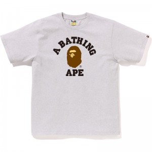 Men Bape College Tee T Shirts Grey USA | BW6890180
