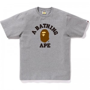 Men Bape College Tee T Shirts Grey USA | DT9851581