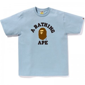 Men Bape College Tee T Shirts Sax USA | ZE7589859