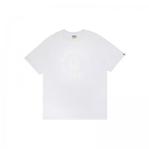 Men Bape College Tee T Shirts White USA | MC7360630