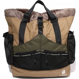 Men Bape Color Block Multi Bag Bags Beige USA | NJ4737577