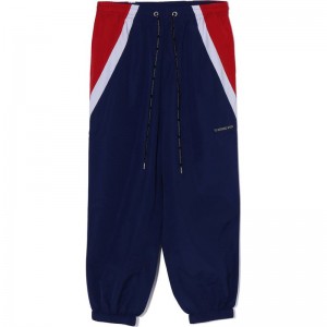 Men Bape Color Blocking Metal Logo Pin Track Pants Pants Navy USA | QB9400240