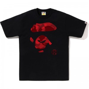 Men Bape Color Camo Ape Face Tee T Shirts Black Red USA | DD8337437