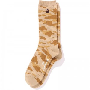 Men Bape Color Camo Ape Head One Point Socks Socks Yellow USA | WJ6936296