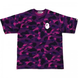 Men Bape Color Camo Ape Head Relaxed Fit Tee Cut And Sewn Purple USA | VS2424744