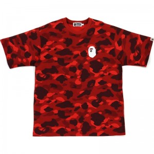 Men Bape Color Camo Ape Head Relaxed Fit Tee Cut And Sewn Red USA | HI4912292