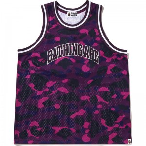 Men Bape Color Camo Basketball Tank Top T Shirts Navy USA | GX2014304