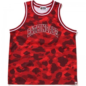 Men Bape Color Camo Basketball Tank Top T Shirts Red USA | AO7588858