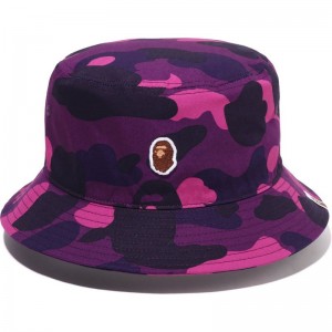 Men Bape Color Camo Bucket Hat Caps Purple USA | AP2714074