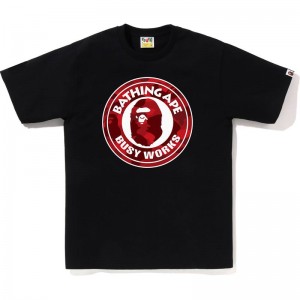 Men Bape Color Camo Busy Works Tee T Shirts Black Red USA | FY3367837