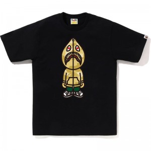 Men Bape Color Camo Classic Milo Shark Tee T Shirts Black Yellow USA | DA4177517
