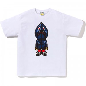 Men Bape Color Camo Classic Milo Shark Tee T Shirts White Navy USA | JE1713373