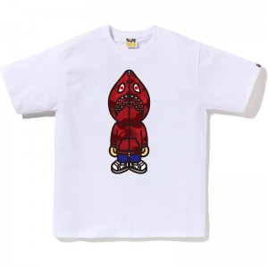 Men Bape Color Camo Classic Milo Shark Tee T Shirts White Red USA | XH0804084