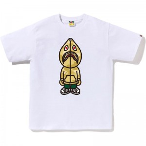 Men Bape Color Camo Classic Milo Shark Tee T Shirts White Yellow USA | QU8892482