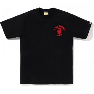 Men Bape Color Camo College Ats Tee T Shirts Black USA | CW0349539
