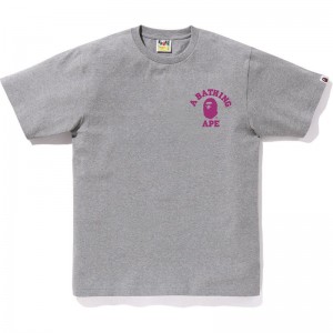 Men Bape Color Camo College Ats Tee T Shirts Grey USA | GK9345235