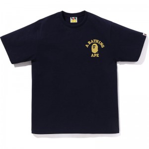 Men Bape Color Camo College Ats Tee T Shirts Navy USA | FC5346936