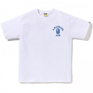 Men Bape Color Camo College Ats Tee T Shirts White USA | YU9561051