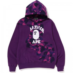 Men Bape Color Camo College Cutting Relaxed Fit Hoodie Hoodie Purple USA | OG6578758