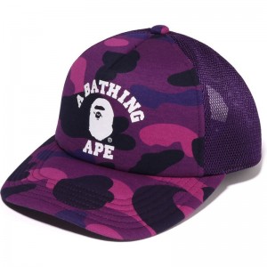 Men Bape Color Camo College Mesh Cap Caps Purple USA | ZK2057607