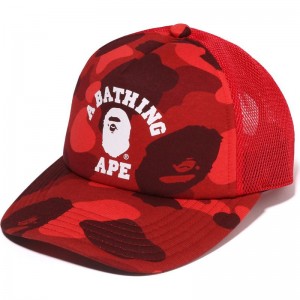 Men Bape Color Camo College Mesh Cap Caps Red USA | DX4999999