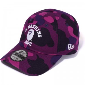 Men Bape Color Camo College New Era 9twenty Cap Caps Purple USA | EJ4303033