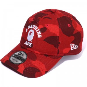 Men Bape Color Camo College New Era 9twenty Cap Caps Red USA | ZS8731271