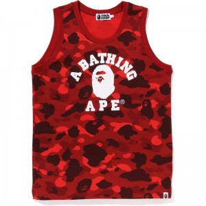 Men Bape Color Camo College Tank Top T Shirts Red USA | ZE9955595