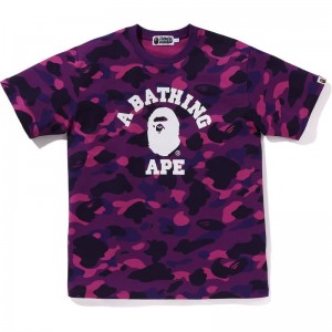 Men Bape Color Camo College Tee Cut And Sewn Purple USA | VZ1814484