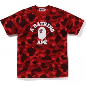 Men Bape Color Camo College Tee Cut And Sewn Red USA | BY9557657