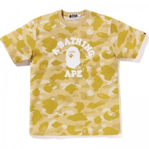 Men Bape Color Camo College Tee Cut And Sewn Yellow USA | AX4242022
