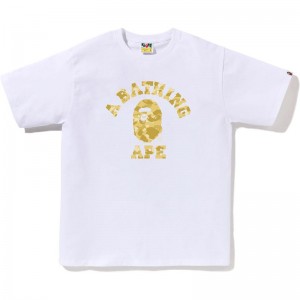 Men Bape Color Camo College Tee T Shirts White Yellow USA | KV4285025