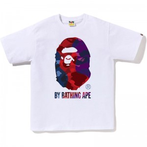 Men Bape Color Camo Crazy By Bathing Ape Tee T Shirts White USA | YG7983993