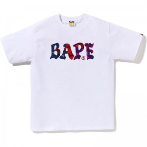 Men Bape Color Camo Crazy Logo Tee T Shirts Black USA | CA6241121
