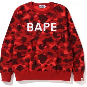 Men Bape Color Camo Crystal Stone Relaxed Fit Crewneck Sweatshirts Green USA | EK2548458