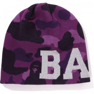 Men Bape Color Camo Knit Cap Caps Purple USA | TL5560050