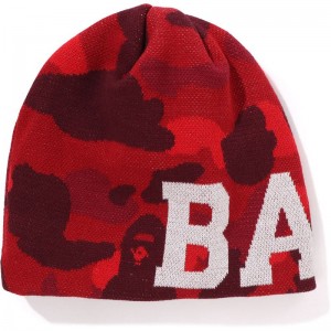 Men Bape Color Camo Knit Cap Caps Red USA | ZX8630160