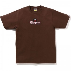 Men Bape Color Camo Mad Ape Tee T Shirts Brown USA | CY7182012