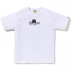 Men Bape Color Camo Mad Ape Tee T Shirts White USA | MU9941591