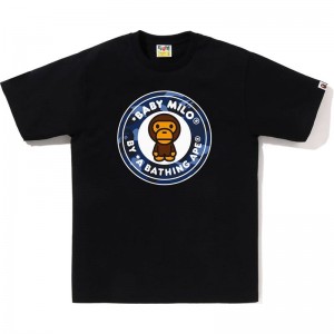 Men Bape Color Camo Milo Busy Works Tee T Shirts Black Navy USA | KM9087407