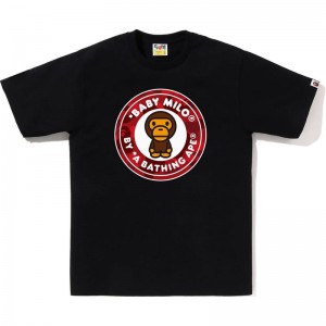Men Bape Color Camo Milo Busy Works Tee T Shirts Black Red USA | JF2311431