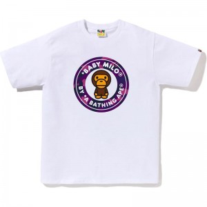 Men Bape Color Camo Milo Busy Works Tee T Shirts White Purple USA | BO2675565
