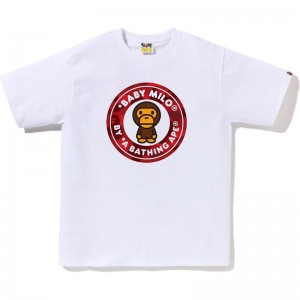 Men Bape Color Camo Milo Busy Works Tee T Shirts White Red USA | YA4957897