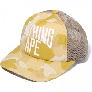 Men Bape Color Camo Nyc Logo Mesh Cap Caps Yellow USA | GH1607467